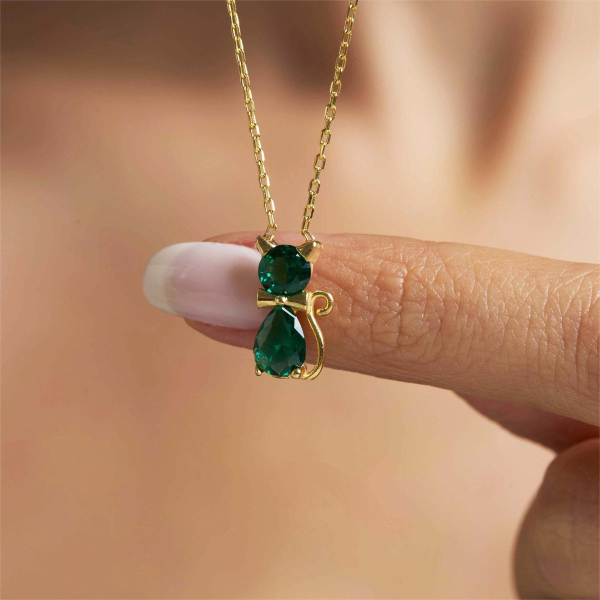 Custom Birthstone Cat Necklace for Women,Kitten Necklace, Gift for Cat Lovers