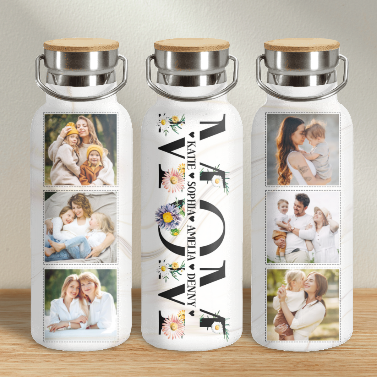 Personalized Mom Bottle Gifts, Mothers Day Gift, Mom Bottle with Kids Name