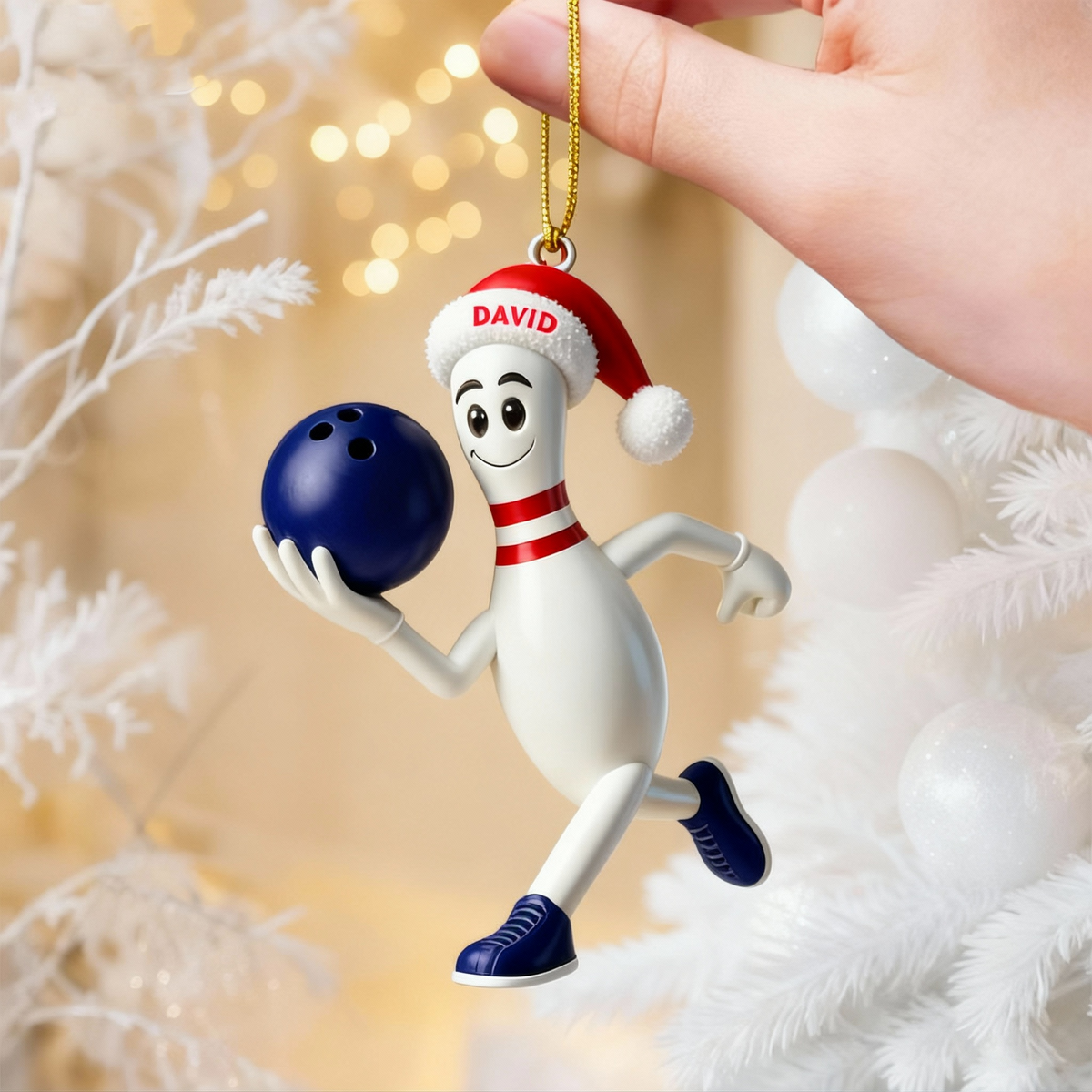 Personalized Running Bowling Ornament  Bowling Lover Christmas Gift