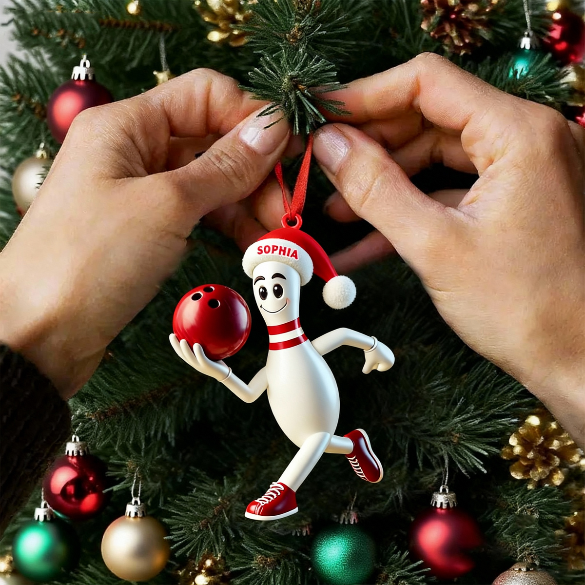 Personalized Running Bowling Ornament  Bowling Lover Christmas Gift