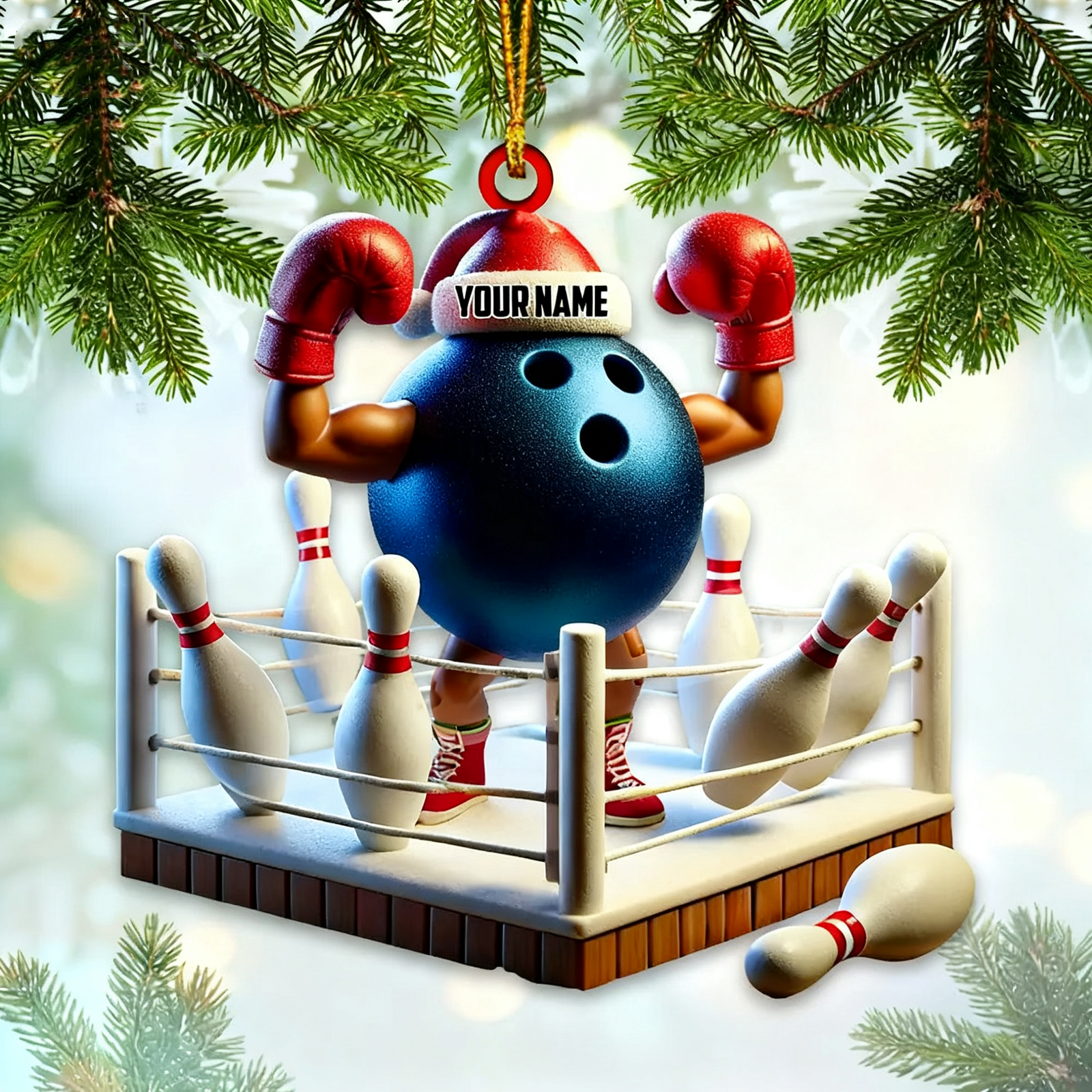 Custom Name Bowling Ornament, Bowling Christmas Gift Decoration