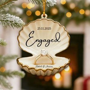 Engaged, Couple Christmas Home Decor, Christmas Ornament, Personalized Ornament