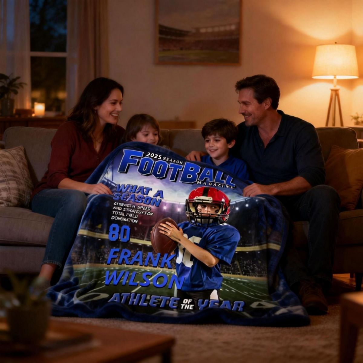 Custom Photo Magazine Cover Personalized American Football Blanket Gift for American Football Lovers