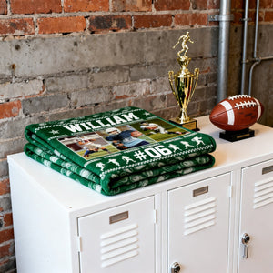 Personalized American Football Blanket – Custom Sports Blanket with Name & Photo, Football Player Gift
