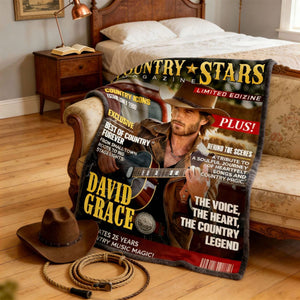 Personalized Country Stars Magazine Blanket, Custom Country Stars Photo, Cool Gift For Music Lover