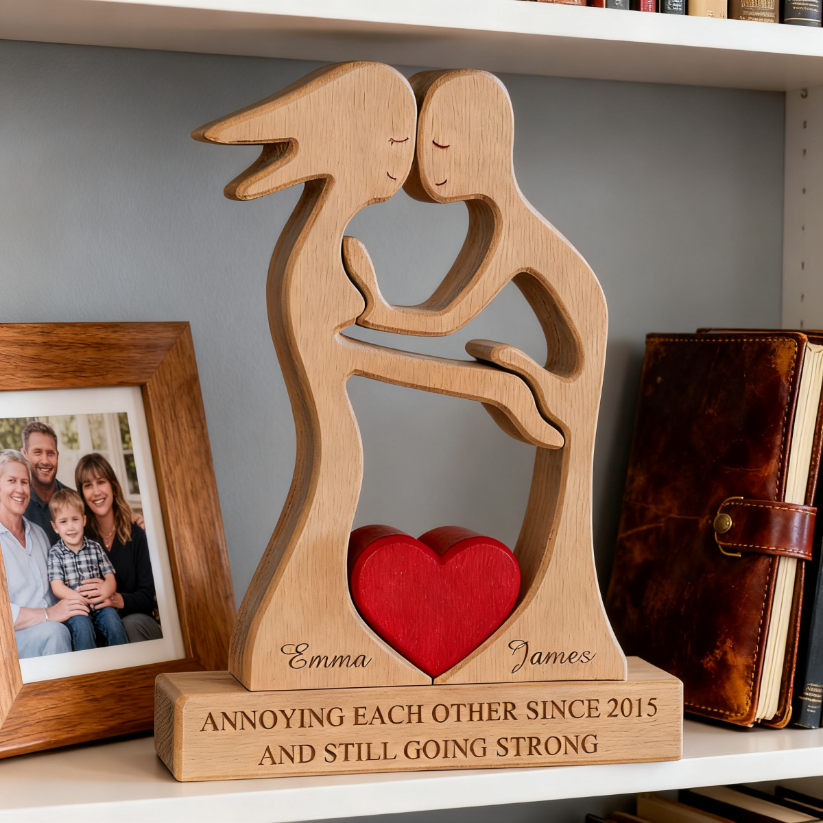 Couple Funny Puzzle Gift For Her Gift For Him - Personalized Wooden Family Puzzle