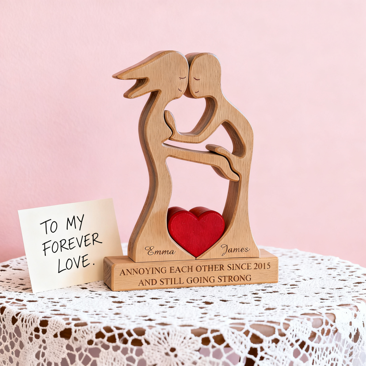 Couple Funny Puzzle Gift For Her Gift For Him - Personalized Wooden Family Puzzle