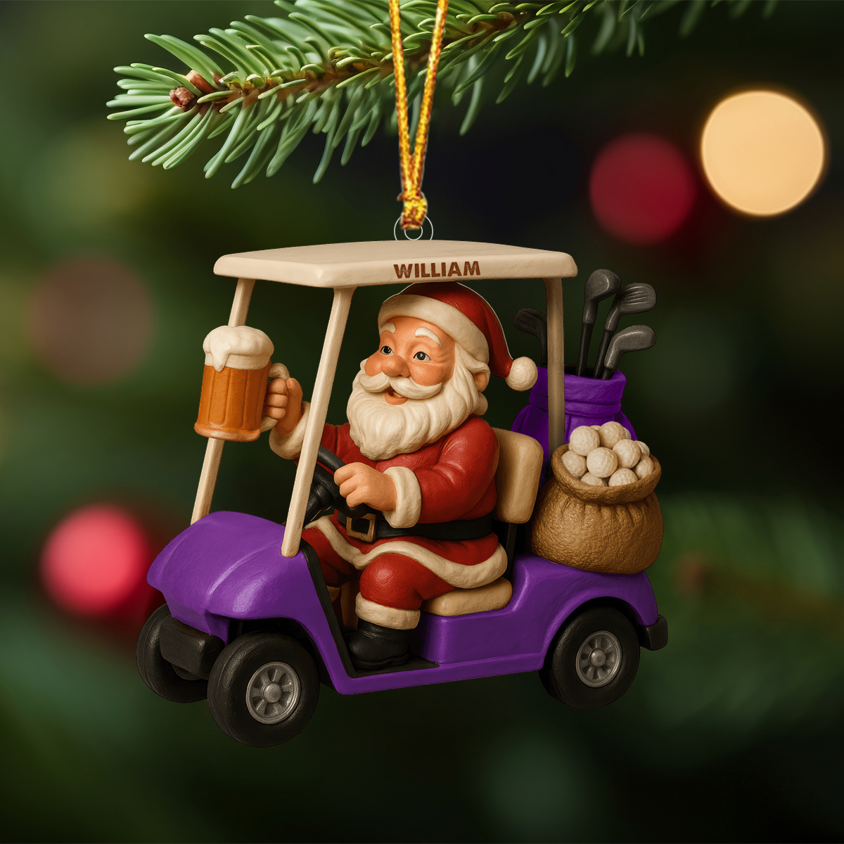Love Beer And Golf Santa Christmas Ornament Personalized Ornament