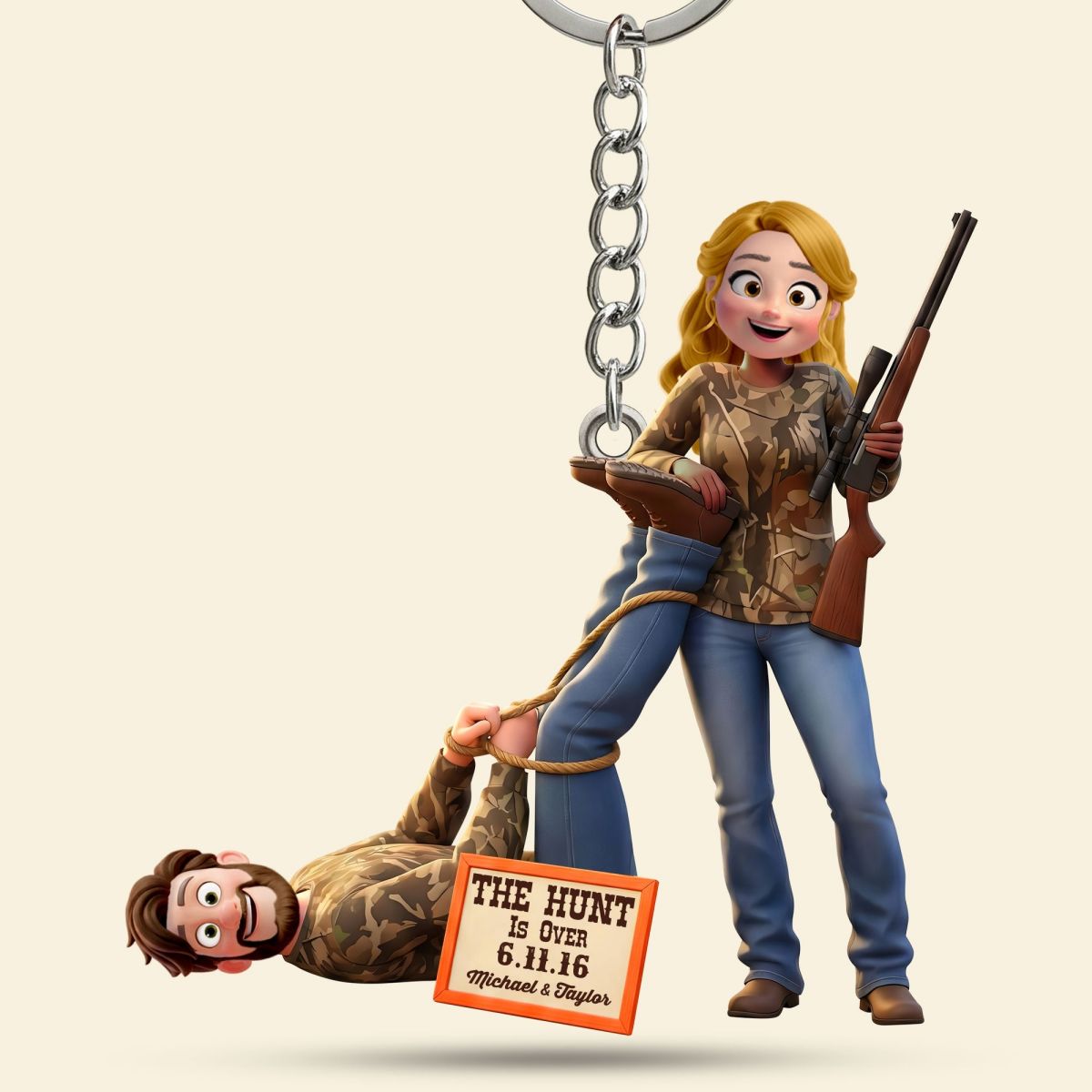 Hunting Couple Keychain - Personalized Gifts For Couple Keychain