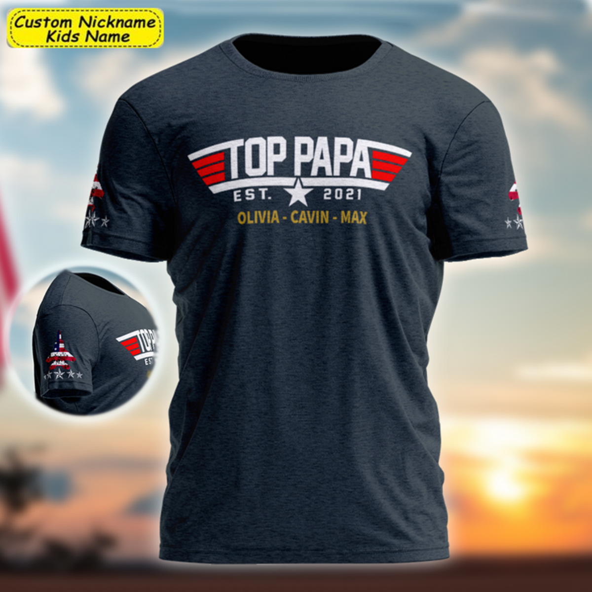 Personalized Top Papa, Dad Father's Day Gift T-Shirt