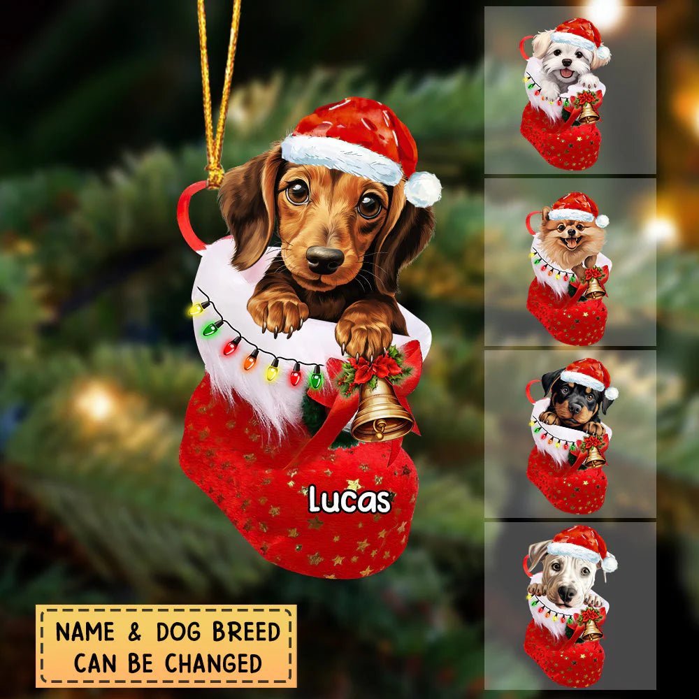 Personalized Christmas Stocking Dog upload photo Acrylic Ornament
