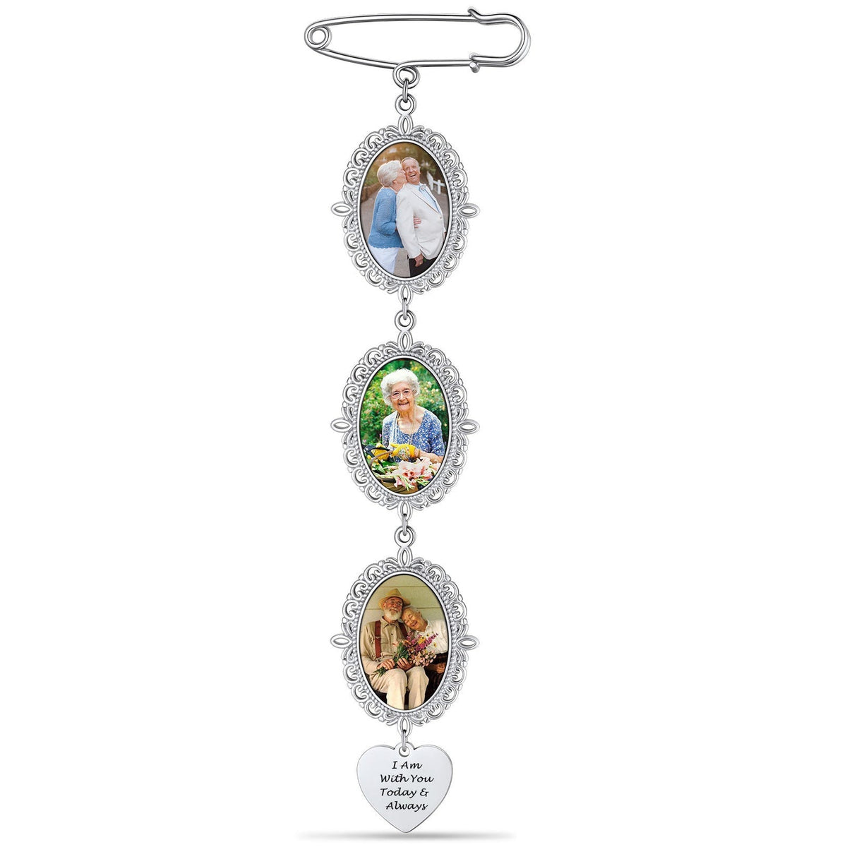 Personalized Wedding Bouquet Picture Charms Brooch Pins