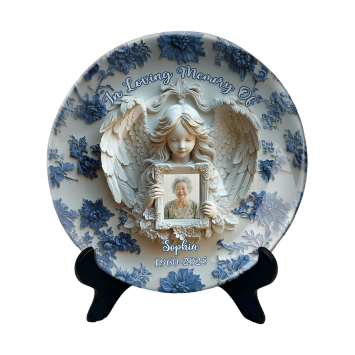 Angel Wings - Personalized Memorial Ceramic Round Plate