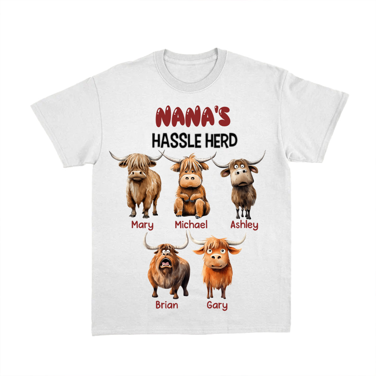 Personalized Gifts For Mom Pure Cotton T-shirt, Funny Highland Cow Hassle Herd