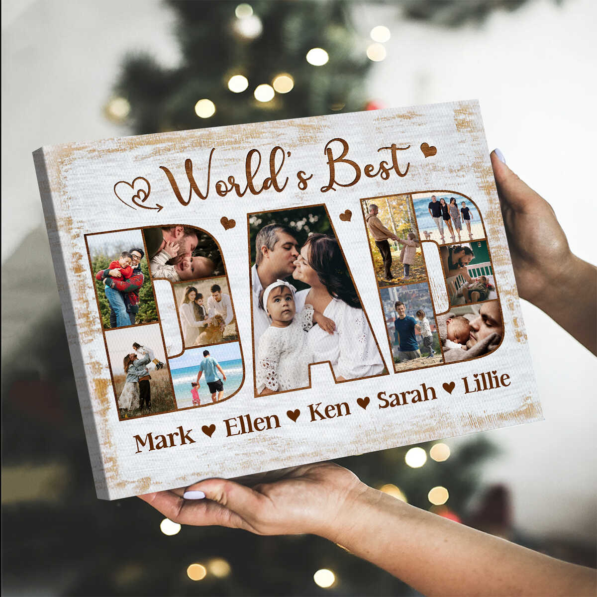 DAD Photo Collage Gift, Personalized Dad Canvas Print, Father’s Day Gift for Husband