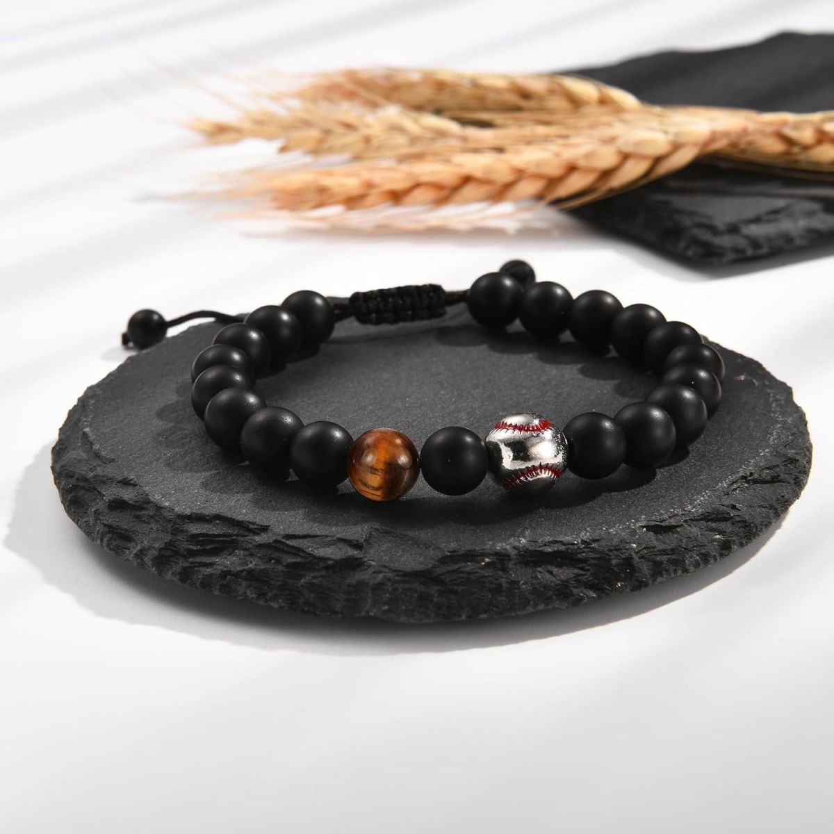 Soccer Football Basketball Baseball Tiger Eye Stone Bracelet Gifts for Sports Lover