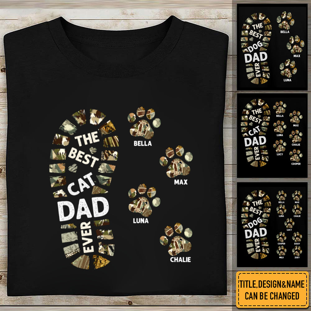 Personalized T-Shirt Dog Dad Foot Print Shirt