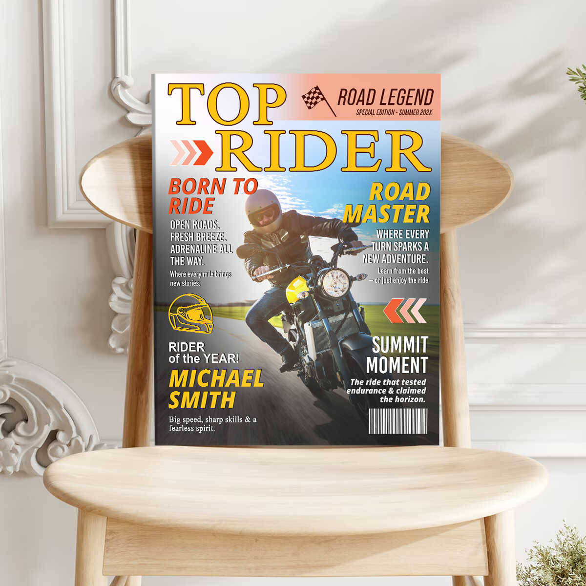 Custom Motorcyclist Magazine Cover Personalized Canvas/Poster Motorcycle Rider Gift