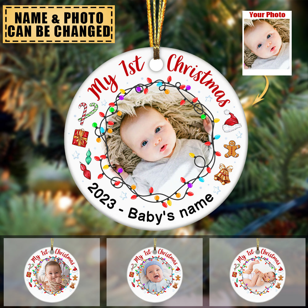 Gift For Baby Newborn My First Christmas Circle Ornament