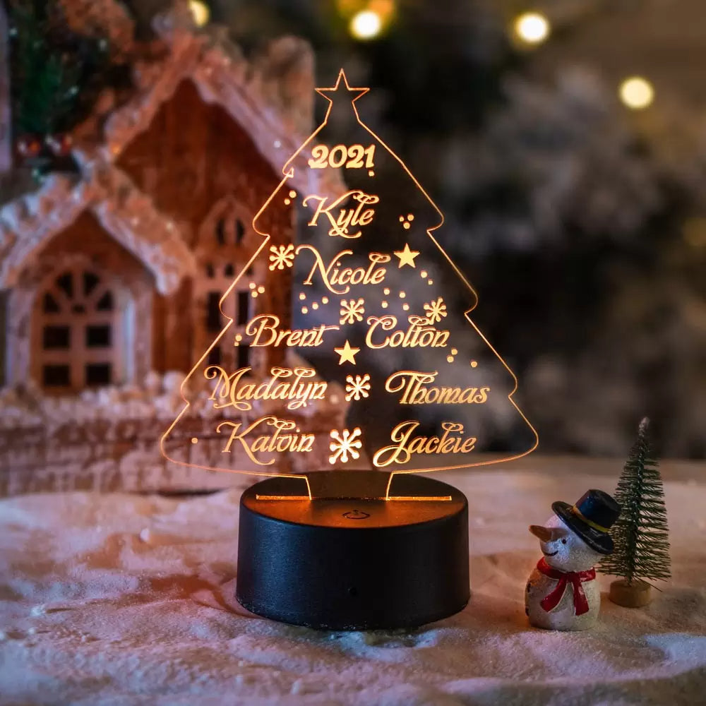Personalized Christmas Tree Night Light-Cute Gift for Family