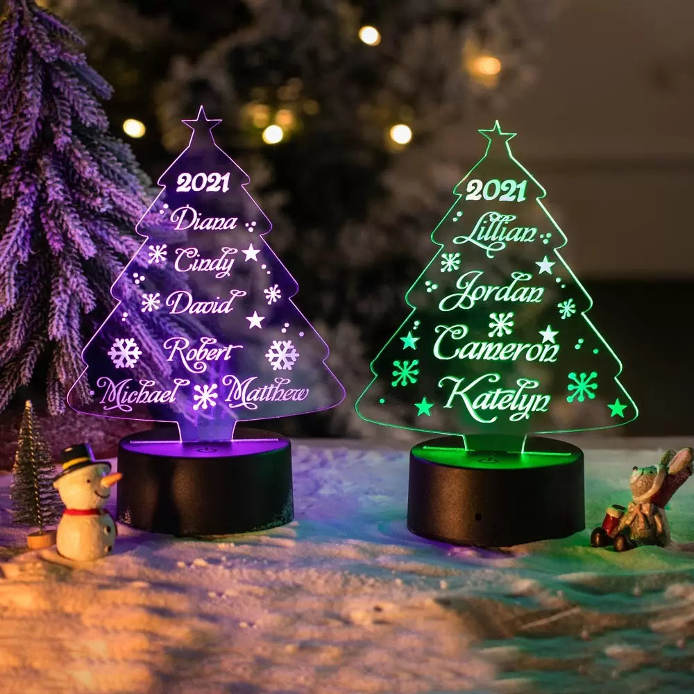 Personalized Christmas Tree Night Light-Cute Gift for Family