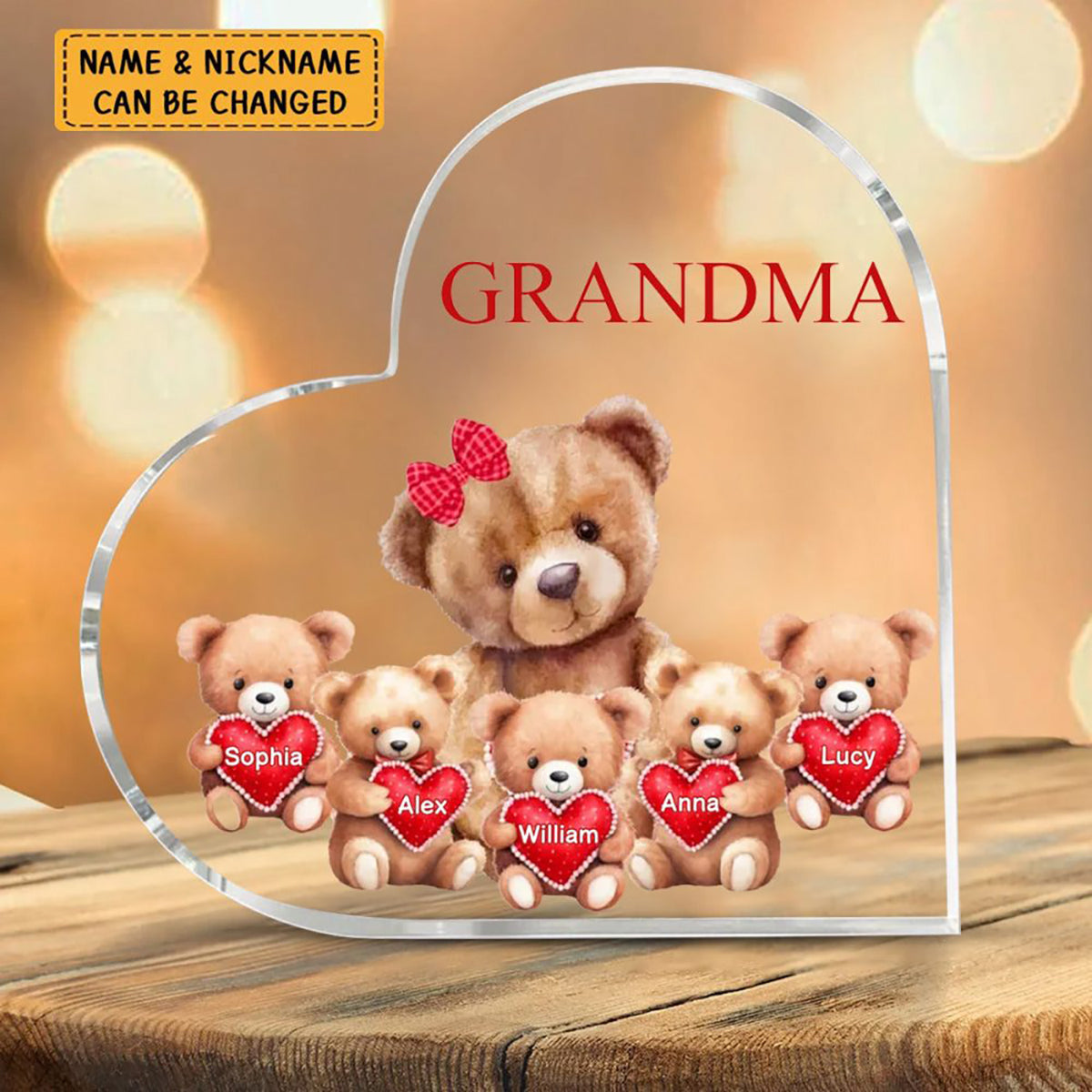 Personalized Mama Bear With Little Kids Acrylic Plaque