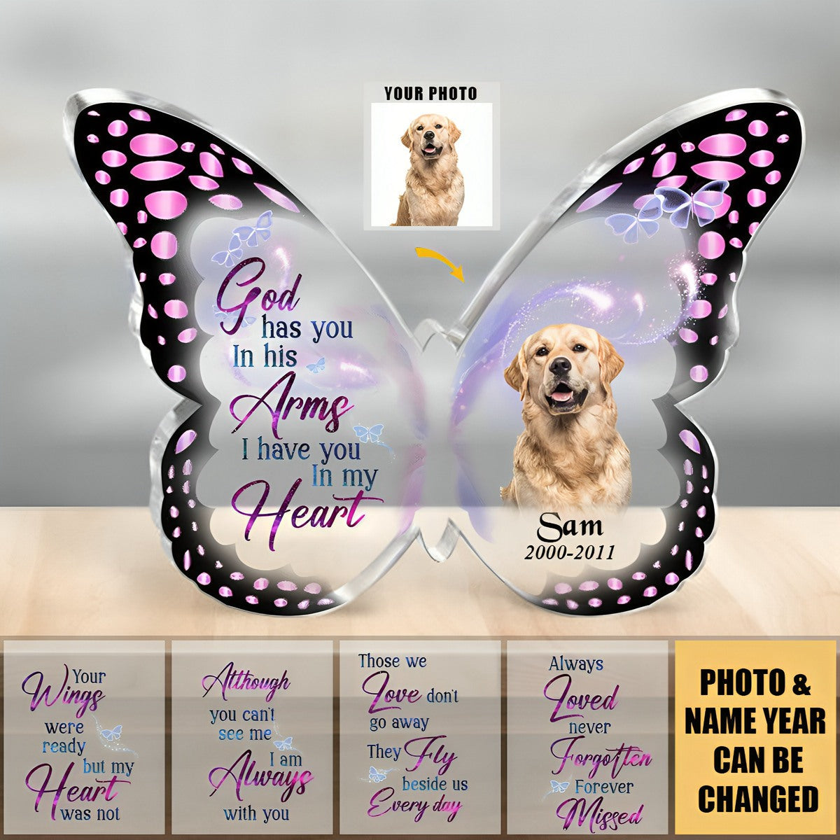 Personalized Memorial Butterfly-Shaped Acrylic Plaque