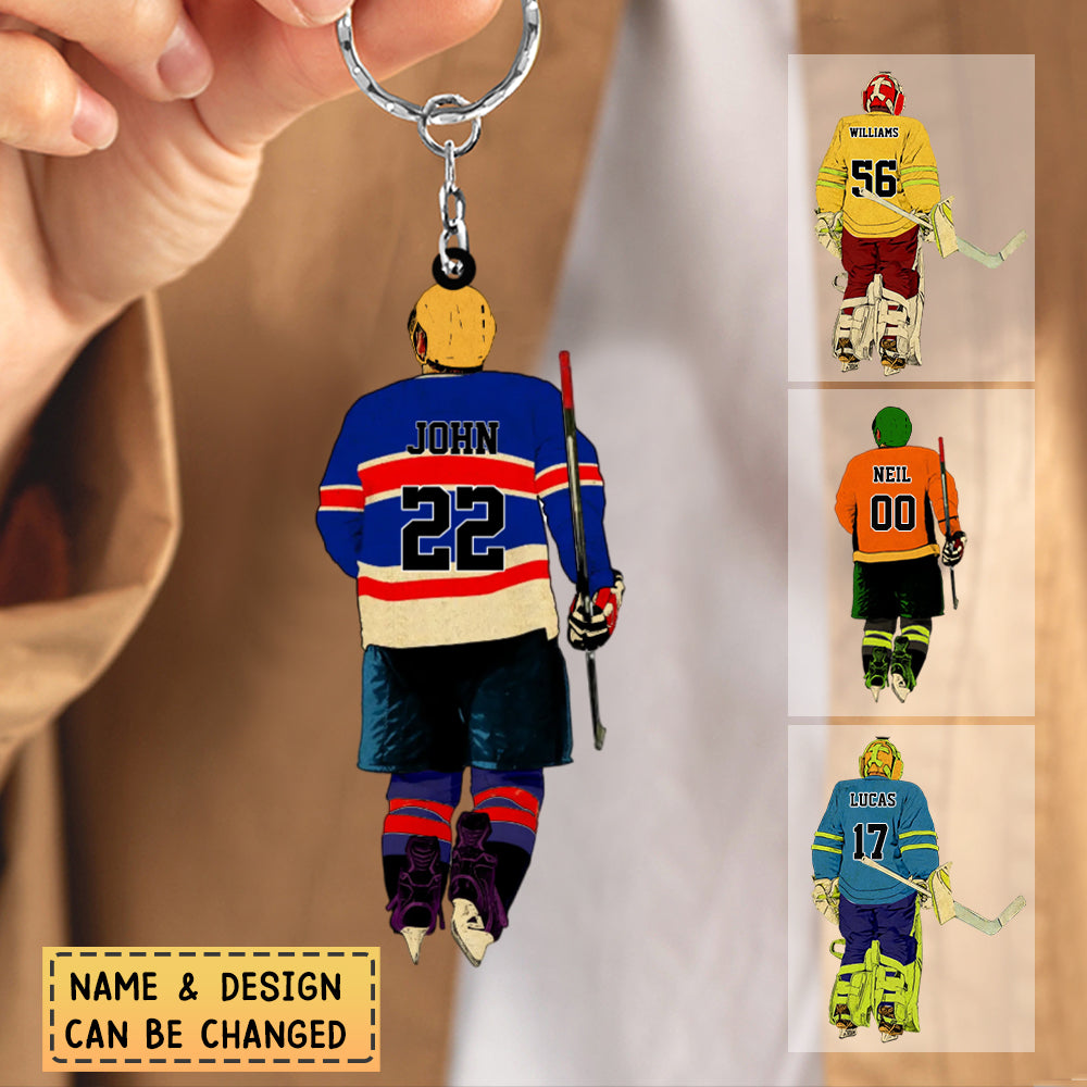 Personalized Ice Hockey Acrylic Keychain, Hockey Gifts, Gifts For Hockey Players