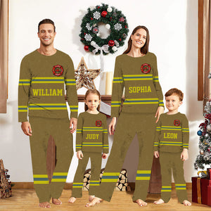 Firefighters Pajamas Custom Your Name, Badge Number, Department And Rank, Gifts For Fireman Family