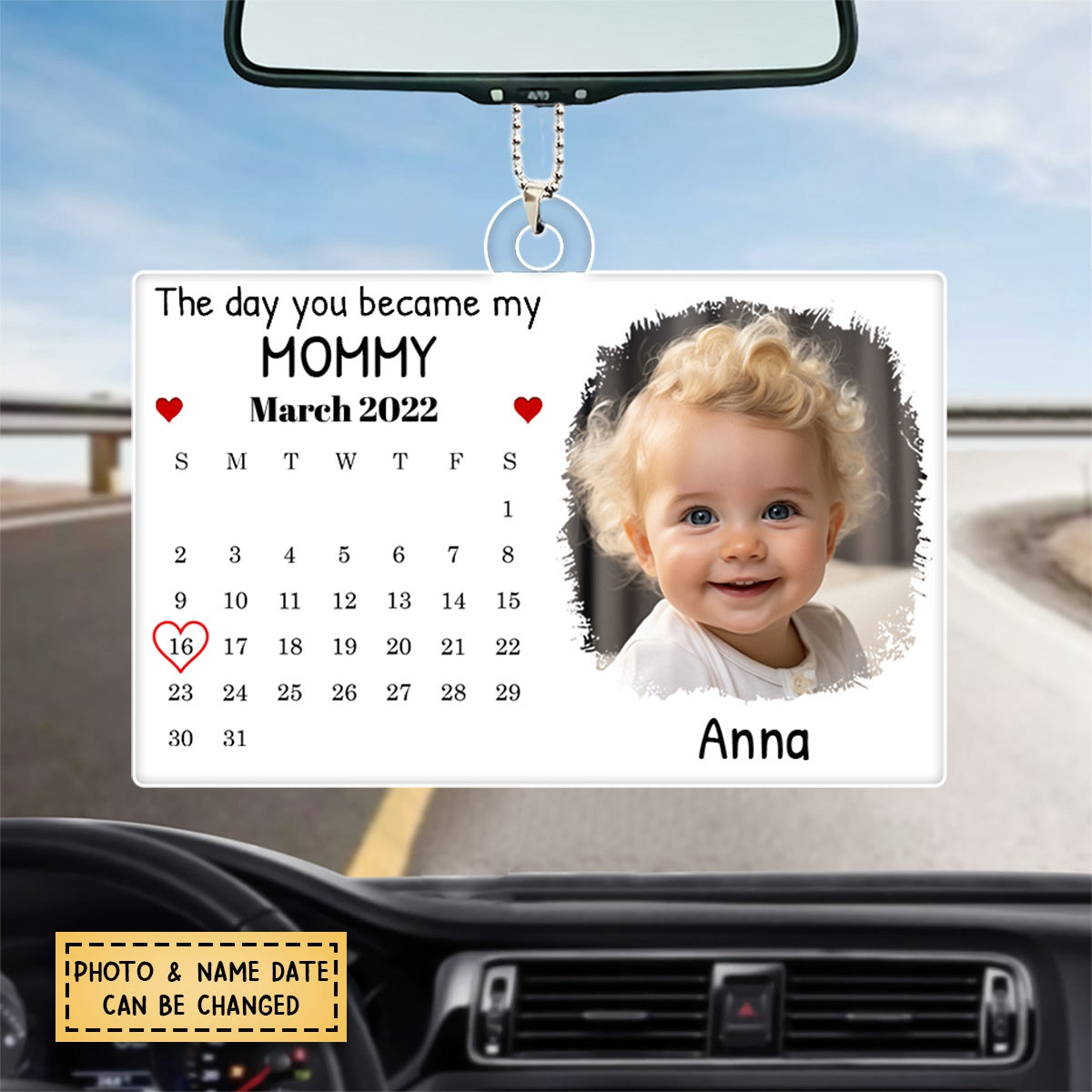 Personalized Calendar The Day You Became My Mommy Acrylic Car Ornament