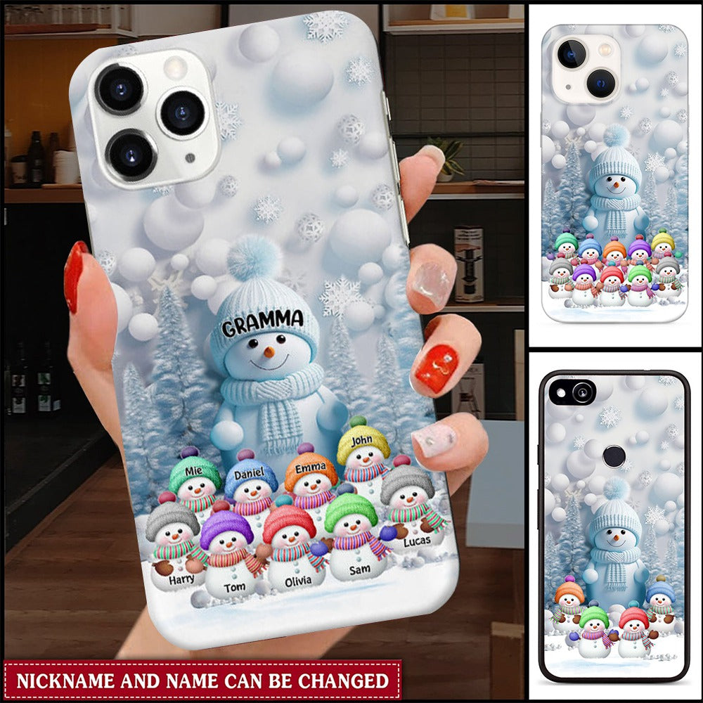 Personalized Christmas Blue Vibe Snowman Grandma Colorful Kids Phone case