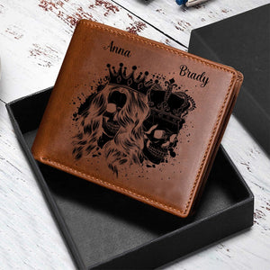 Personalized Skull Couple Gift - Genuine Premium Leather Wallet