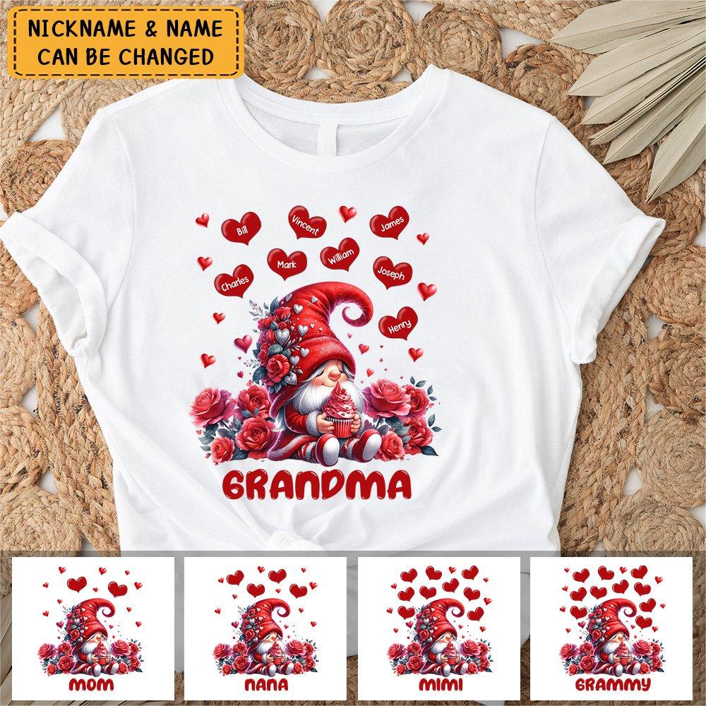 Personalized Red Flower Grandma Mom Sweet Heart Kids Pure cotton T-Shirt