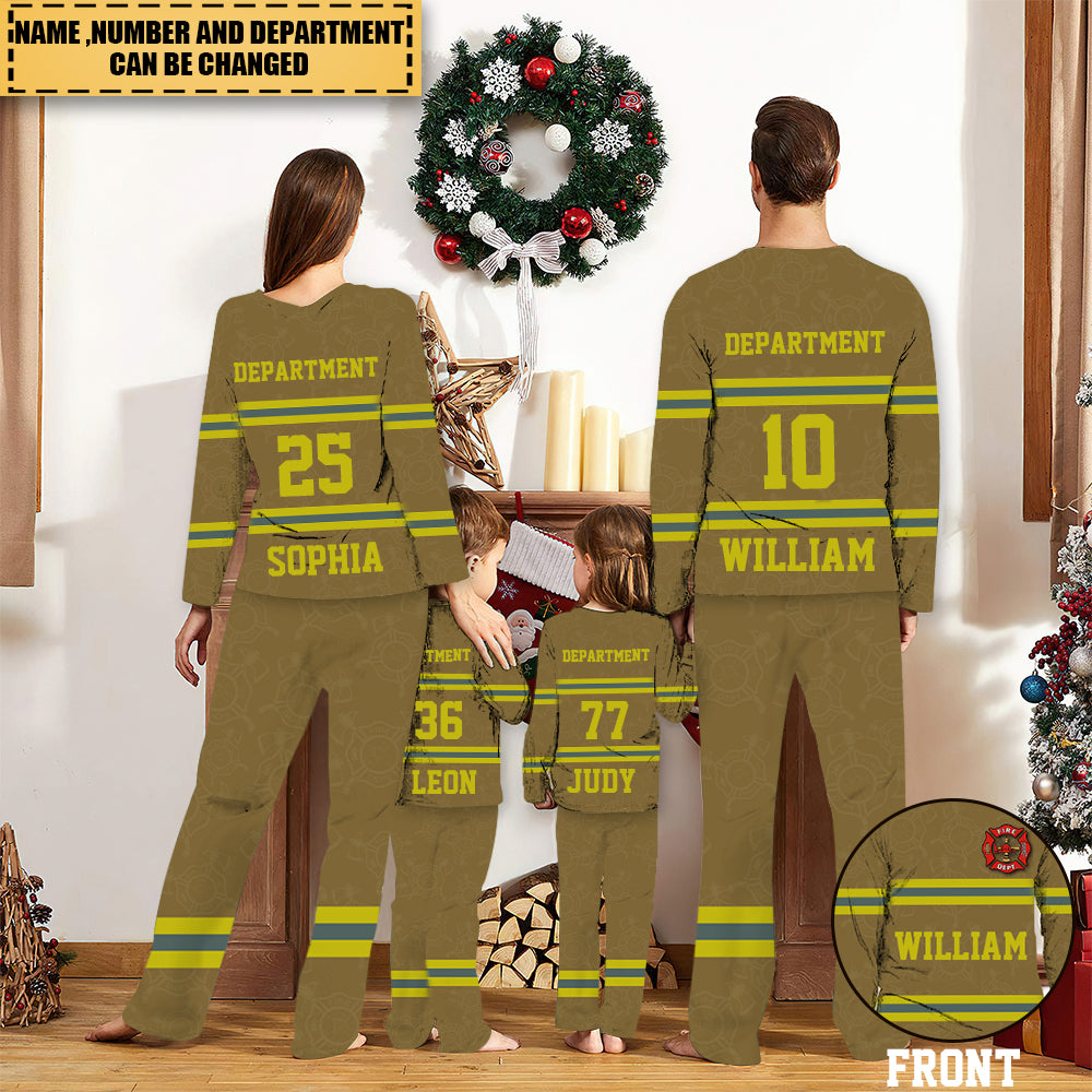 Firefighters Pajamas Custom Your Name, Badge Number, Department And Rank, Gifts For Fireman Family
