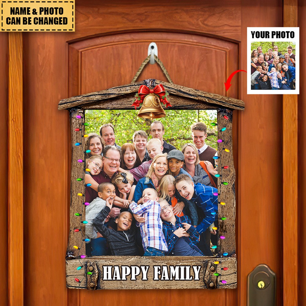 Personalized Christmas Gift For Happy Family Members Door Sign