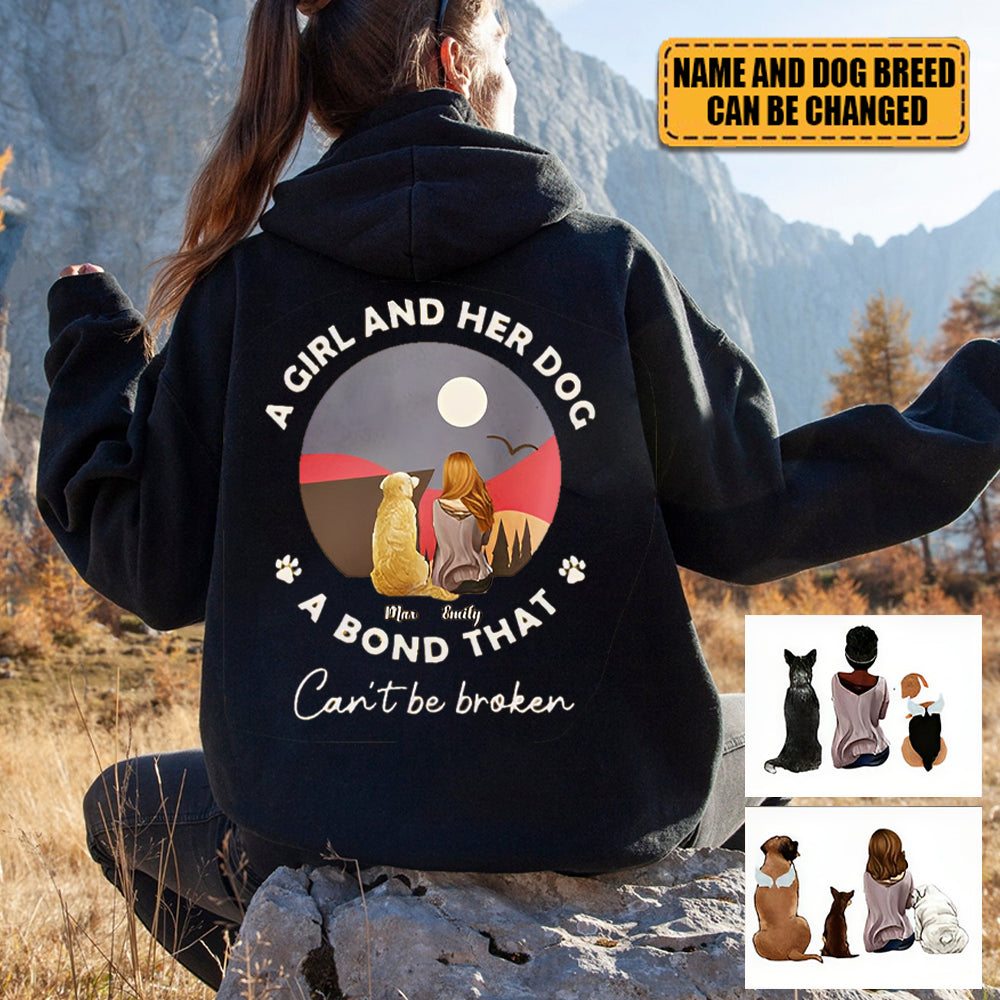 Personalized Hoodie - Dog Lover Gifts - A girl and her dog, a bond that can't be broken