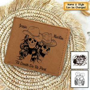 Personalized Skull Couple Gift - Genuine Premium Leather Wallet