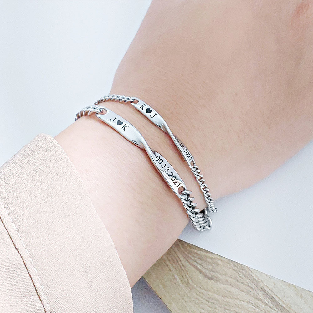 Personalized Couple Infinity Shape Stainless Bracelet