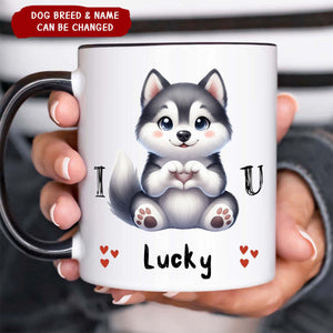 Personalized Dogs Giving Heart Hand Mug