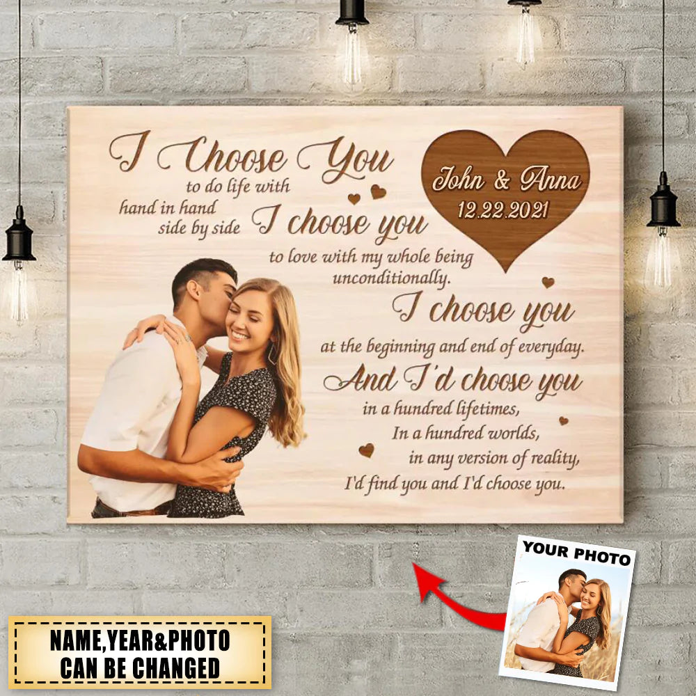Custom Personalized Couple Canvas - Upload Photo - Gift Idea For Couple