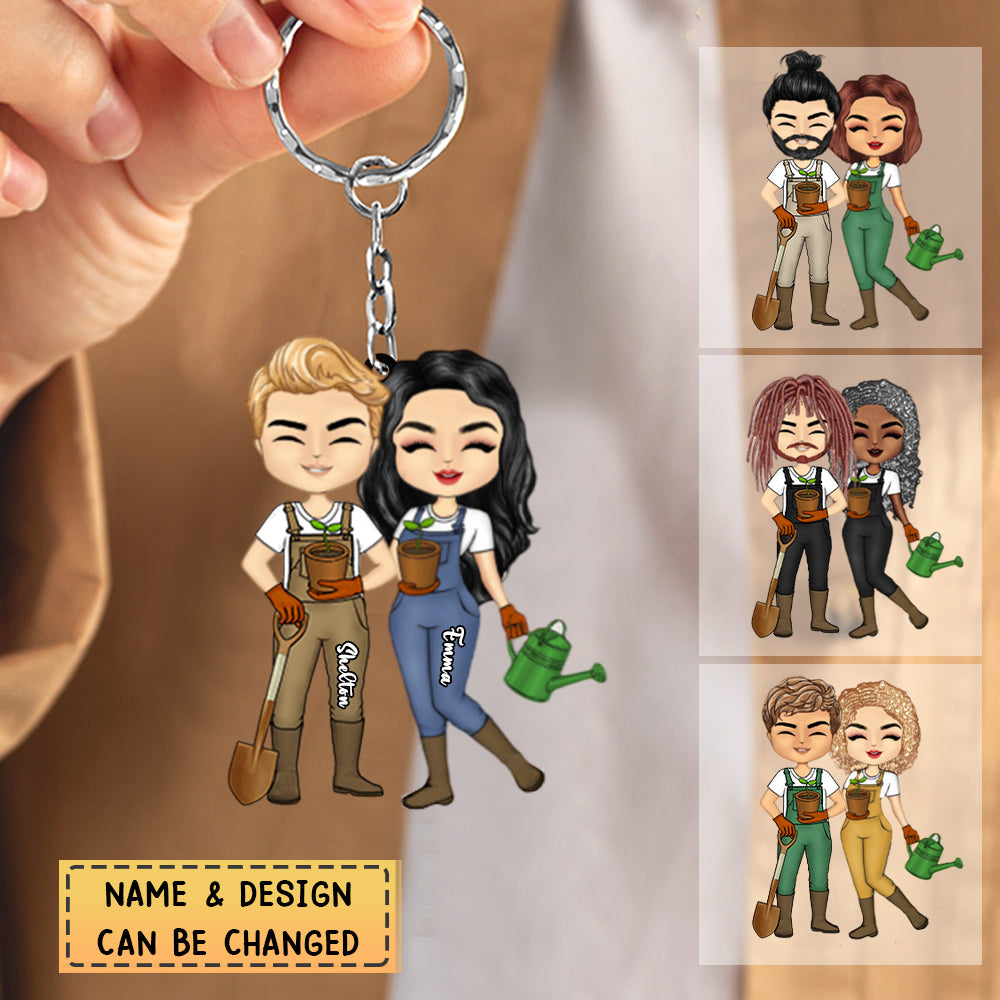 Personalized Garden Couple Find Our Souls Keychain
