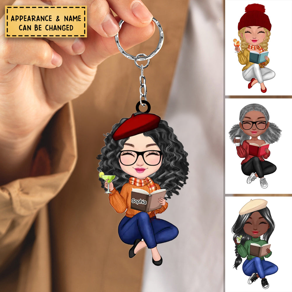 Personalized Just A Girl Who Love Books Fall Season Keychain