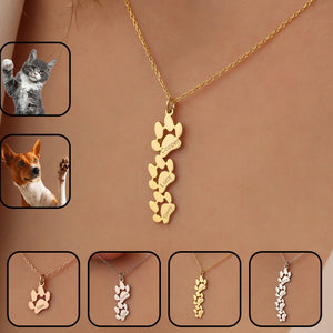 Paw Print Name Necklace Personalized Pet Paw Pendant For Pet Lovers