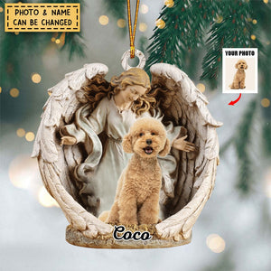 Dog Acrylic Ornament - Dog Lover Gifts - Sleeping Pet Within Angel Wings - Custom Ornament