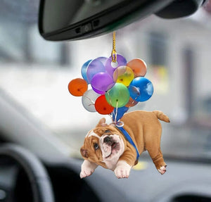 Personalized Photo Mica Ornament-Fly With Bubbles Car Hanging Ornament- For Dog Lover