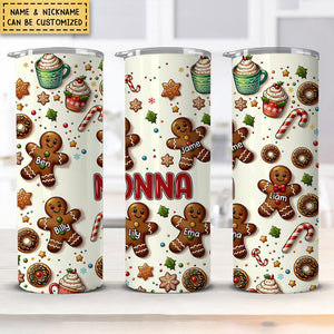 Christmas Biscuit Grandkids Personalized Tumbler Gift for Grandmas Moms Autnies