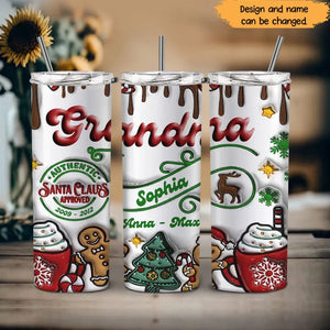 Personalized Grandma Santa Claus Approved Christmas Gift Skinny Tumbler