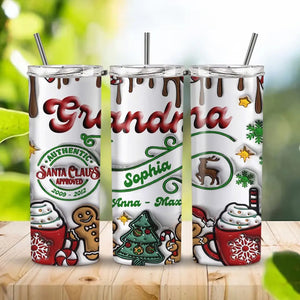 Personalized Grandma Santa Claus Approved Christmas Gift Skinny Tumbler