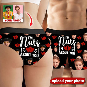 Custom Couple Matching Briefs I'm Nuts About You Personalized Face Underwear