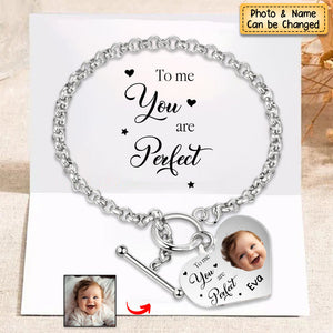 Personalized Engraved Heart Bracelet To me you are perfect - For Mom/Grandma